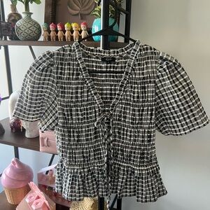 Rails Portia Top Black and White Gingham Blouse